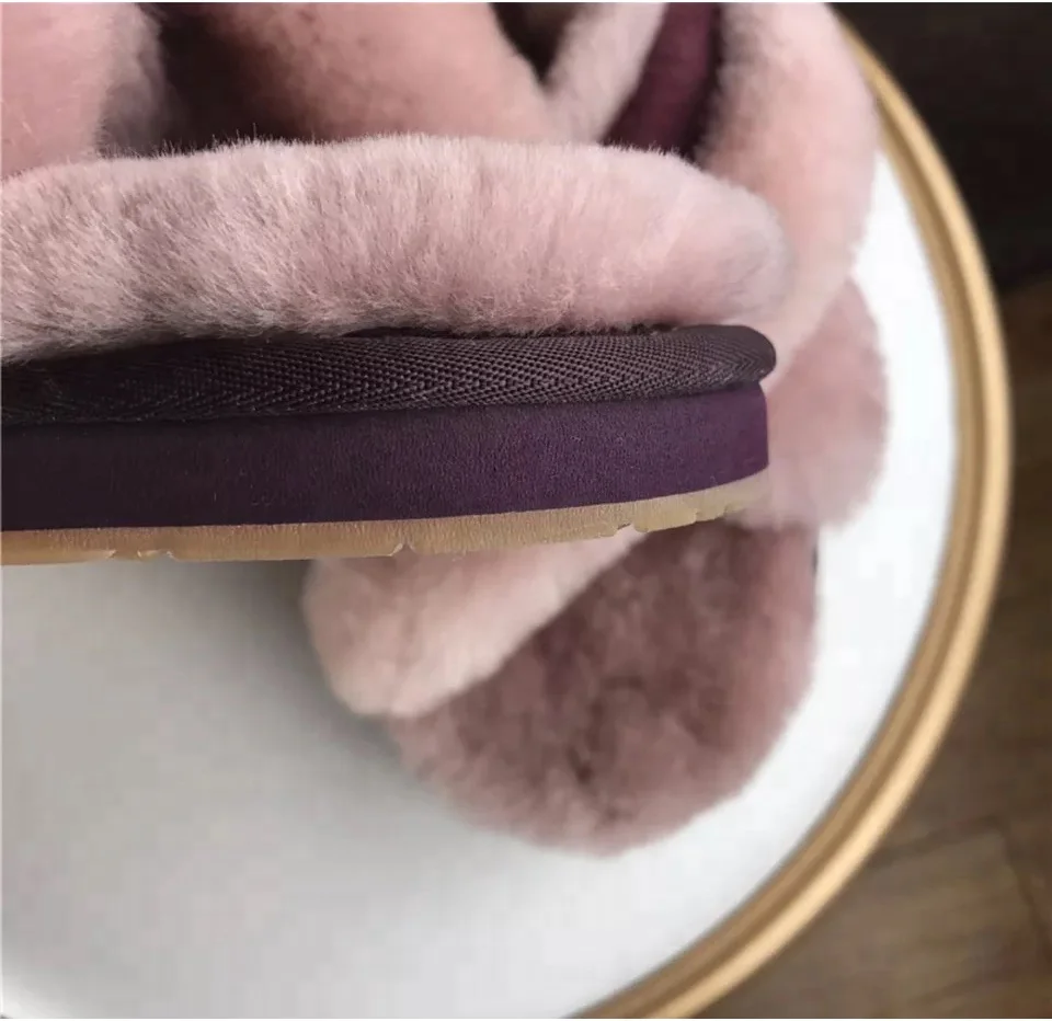 
Soft Sole Sheepskin Fur Warm Lining Flip Flop Slipper Women Winter 