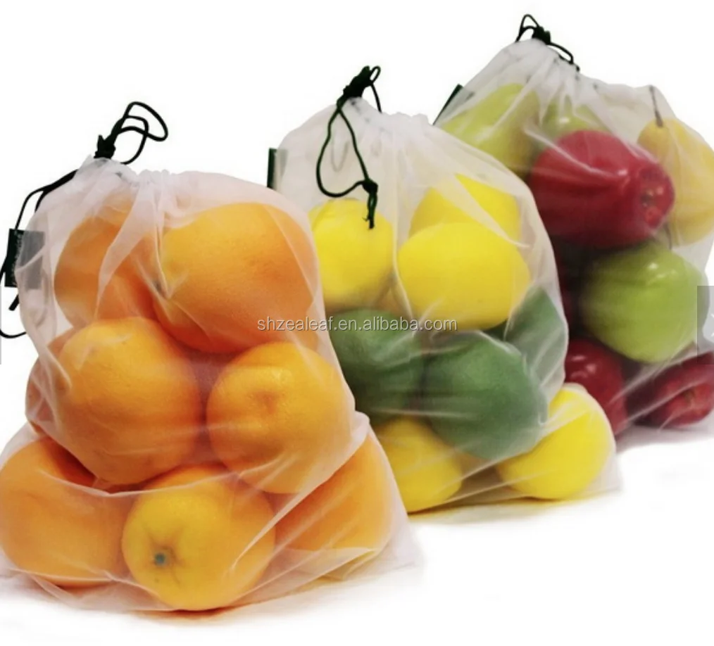 100%rpet Eco-friendly Grocery Shopping Mesh Produce Bag For Fruits And ...