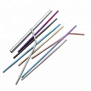 Eco-friendly Free laser logo Rainbow 18 / 10 metal straws