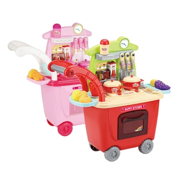 Hot Sale 3 In 1 Kitchen Set Tableware Trolley Toys For Kids