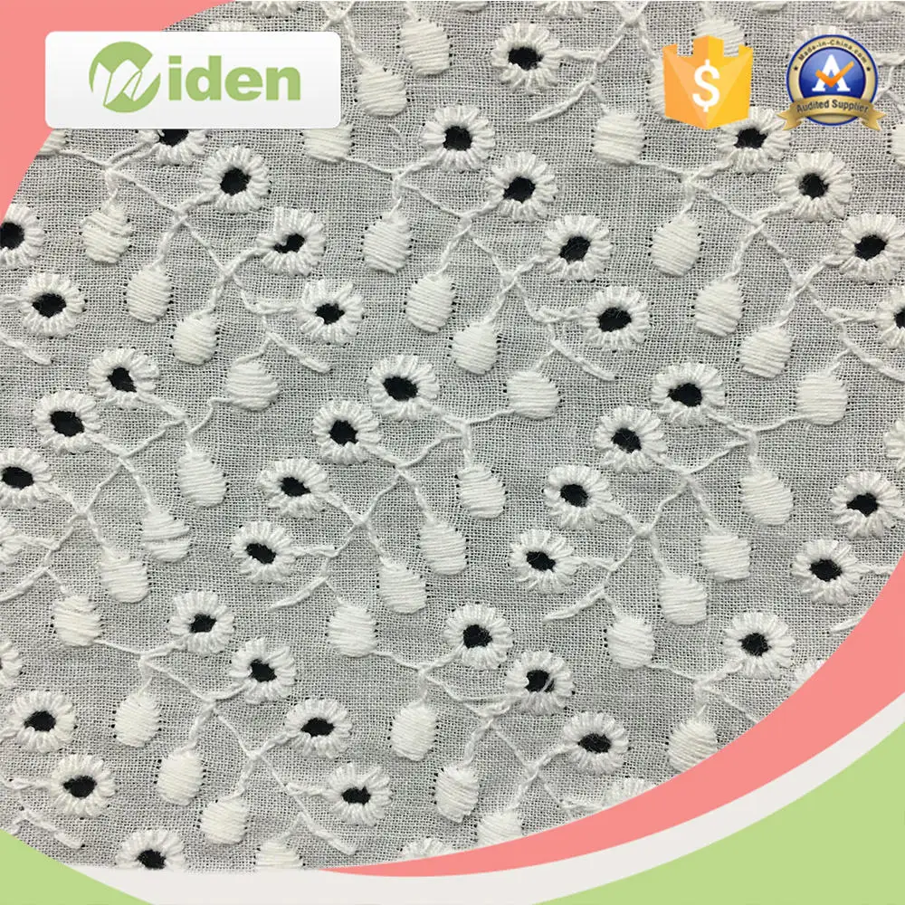 100% White Cotton Eyelet Embroidery Fabric