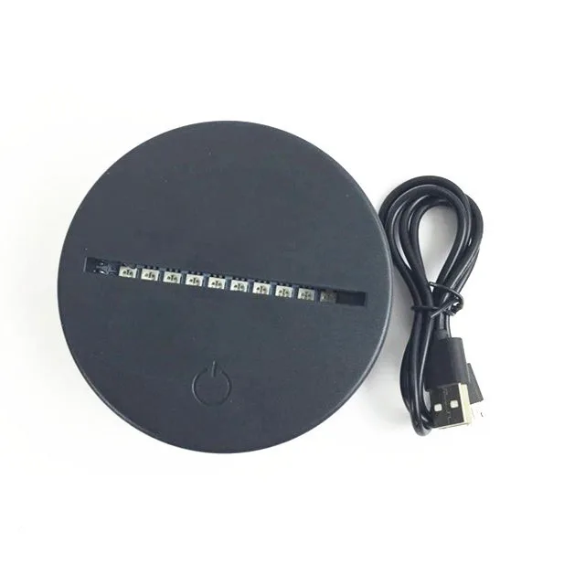 LED Lamp Bases for 3D Led Night Light ABS Acrylic Black 3D LED Lamp Night Light Touch Base with USB Cable and Remote Control