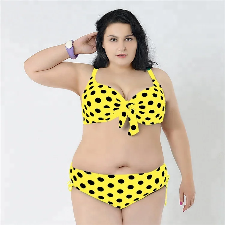 

Women Yellow Polka Dot Plus Size Bikini 2018