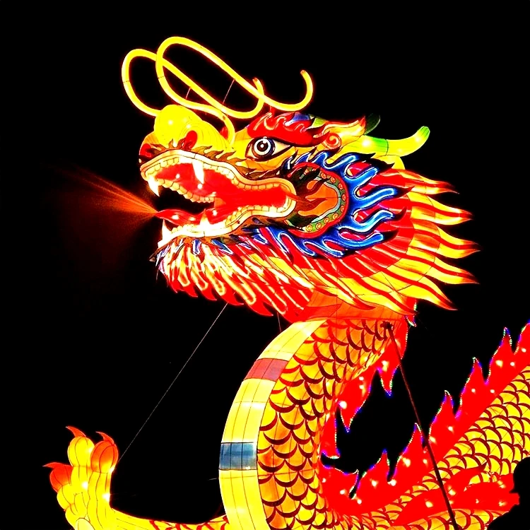 High Quality Artificial Chinese Silk Dragon Lantern For Theme Park 