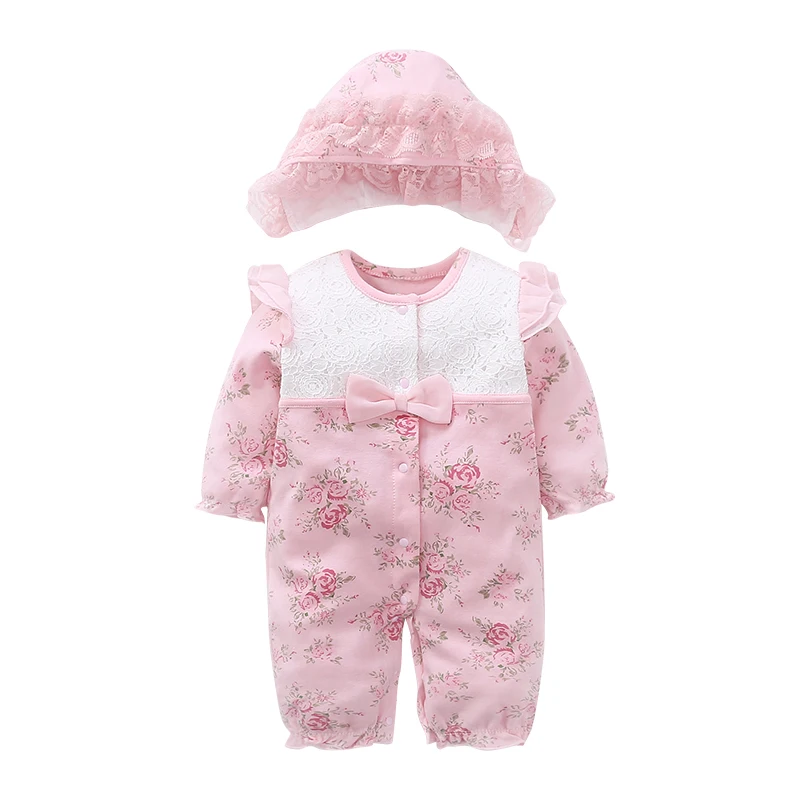 

Boutique Wholesale China Long Sleeve Pink Printed Baby Girl Rompers for Christmas, Picture