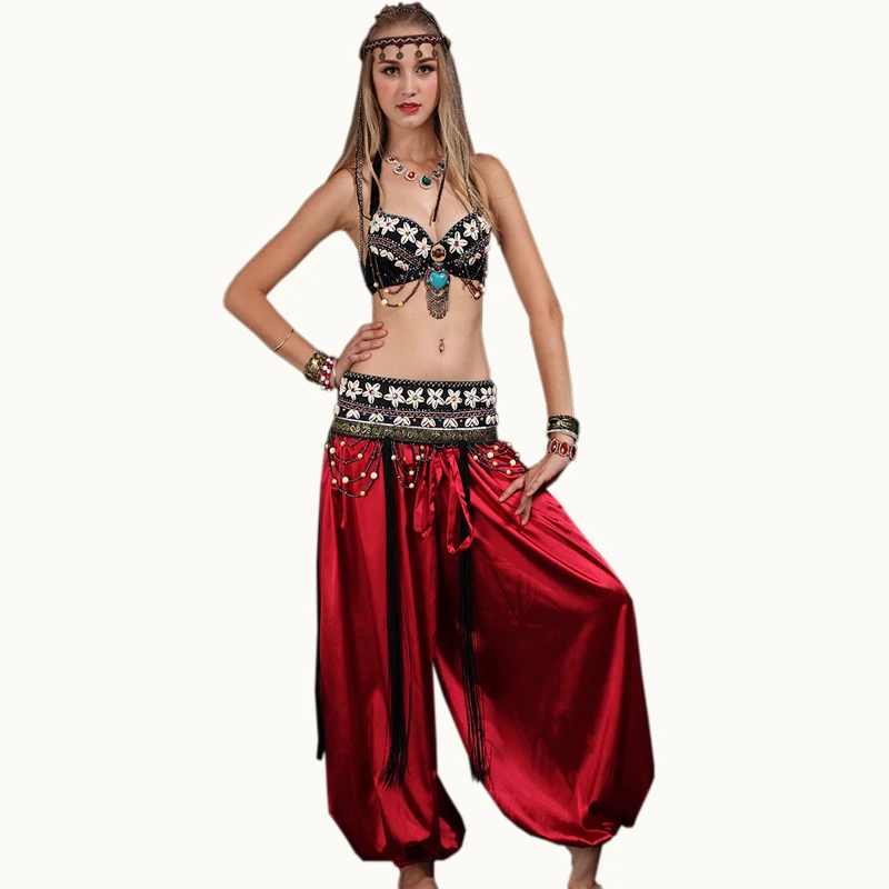 

Belly dance Natural Shell Tribal bra and belt OUTFIT COSTUME SET, Fushia;turquoise;red;blue;black;yellow;purple;etc