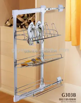 Side Pull Out Wire Shoe Rack For Closet