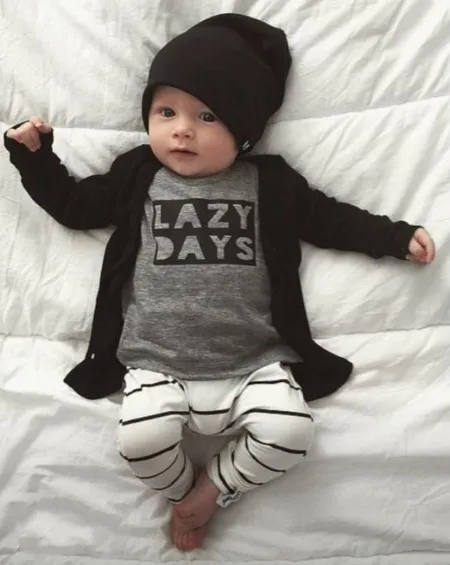 

Wholesale LAZY DAYS 2 Pieces Baby Boys Clothes Set Baby Clothes, Gray