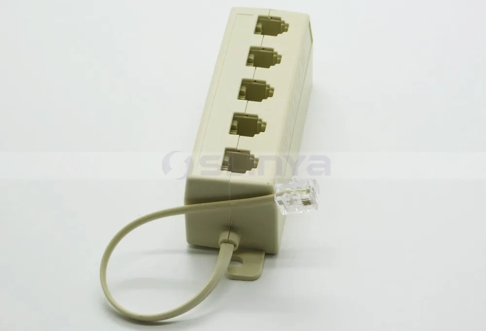 Rj11 6p4c Multi-line Telephone Splitter Adapter (1x 6p4c Plug To 5x ...