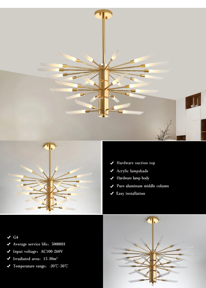 Nordic Style Hanging Lights Glass Shade hotel lights Modern Brass Pendant Lamp  DD1406
