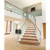 One stop solution special design solid rubber wood step with steel indoor wooden staircase