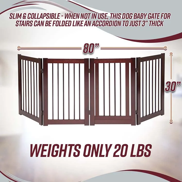 Best Traditional Pet Gate 3 Panel 24 Inch Step Over