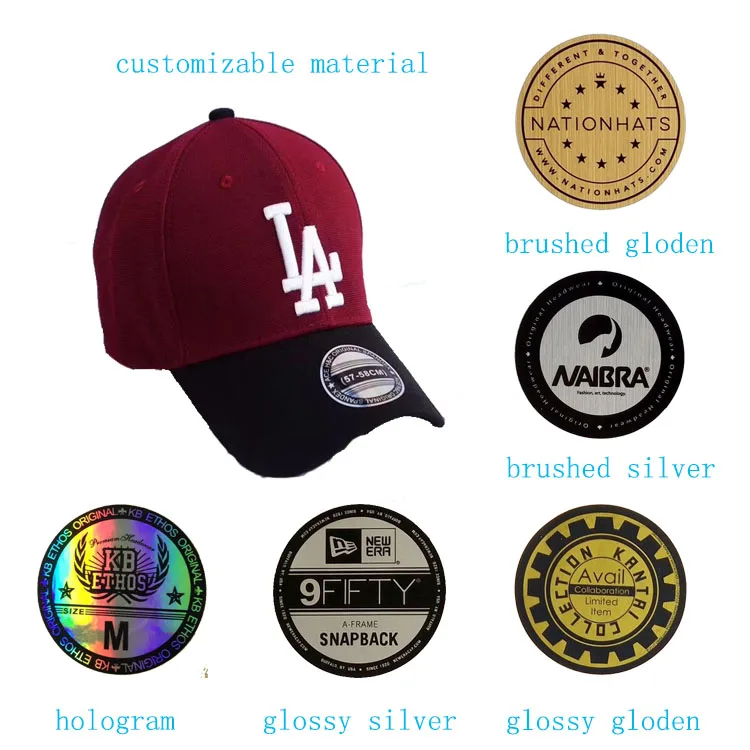 Good quality custom round printing logo design hat sticker