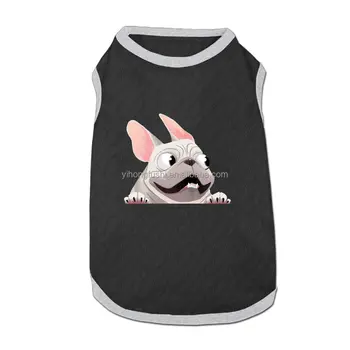 Cetak Perancis Bulldog Anjing Kartun Desain Pet Anjing T Shirt