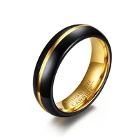 

China Tungsten Jewelry Factory Mens Wedding Bands Tungsten Rings Gold Black Plated 6mm