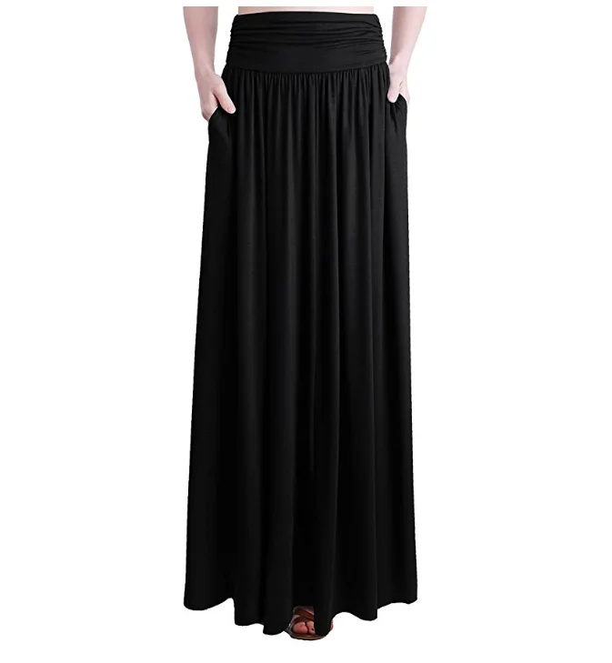 

Amazon Women's Rayon Spandex High Waist Shirring Maxi Skirt with PocketsTassel skirts