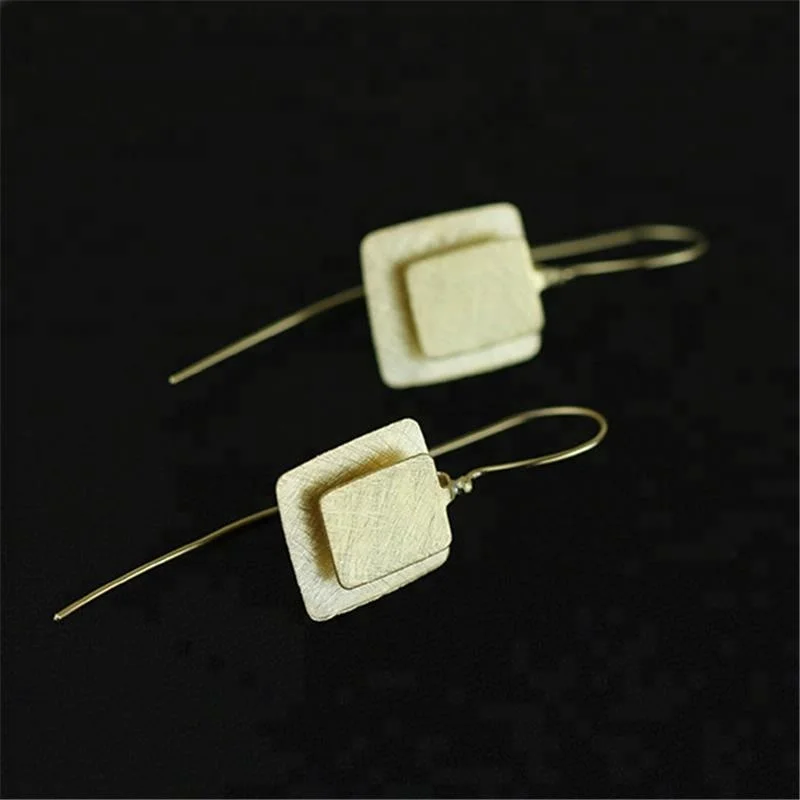 

Custom Unique Square Silver Drop earring geometric