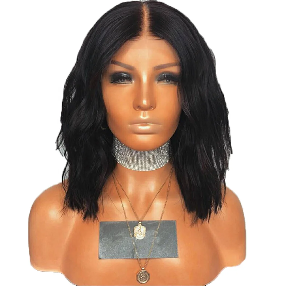 

European and American Wigs 130% Density Human Hair Wig Lace Front Half Hand Made Body Wave Wig Natural Color