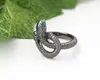 Stainless Steel Gothic Punk Vintage Curled Snake Cocktail Winding Ring