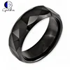 Gentdes Jewelry NEW Chisel Ring Ceramic Faceted Black 8mm Polished Beveled Edge Wedding Band