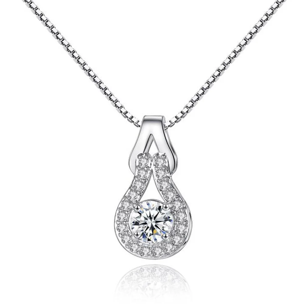 

Elegant zircon necklace Platinum Plated full CZ pendant necklace Wedding Jewelry For Women, N/a