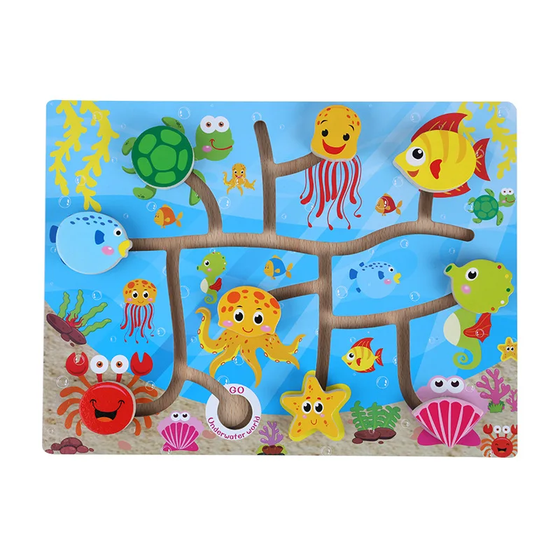 

New model customized animal maze puzzles for kids new design educational puzzles wooden puzzle educational for children