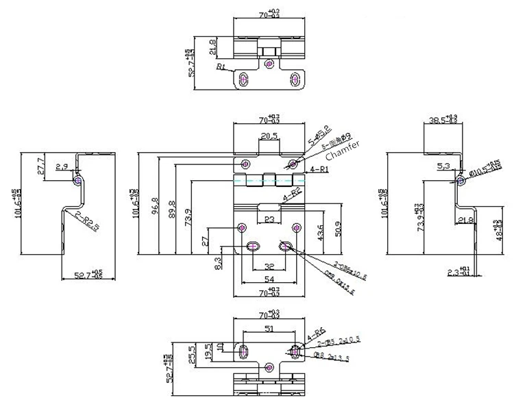 Heavy Duty Folding Design Gate Cranked Swivel Hinge With Black Painted