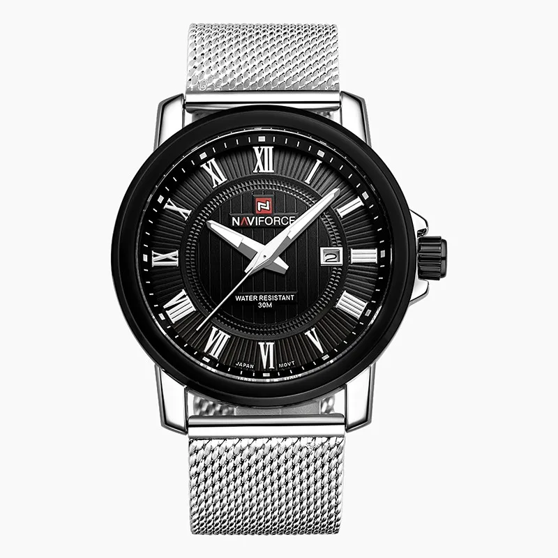 

Top Business Calendar Male Stainless Steel Wristwatch Japan Movement Quartz Watch 30m Waterproof Men Luxury NAVIFORCE 9052 Watch