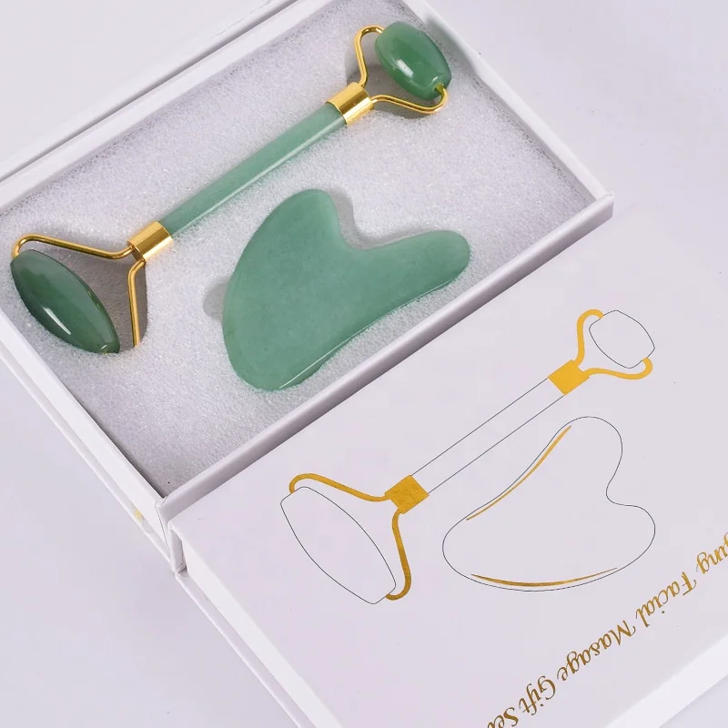

100% green aventurine facial massage roller, face massage roller set, Natural stone color