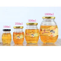 

Hex violet wide mouth glass hexagon honey jars 50ml for food