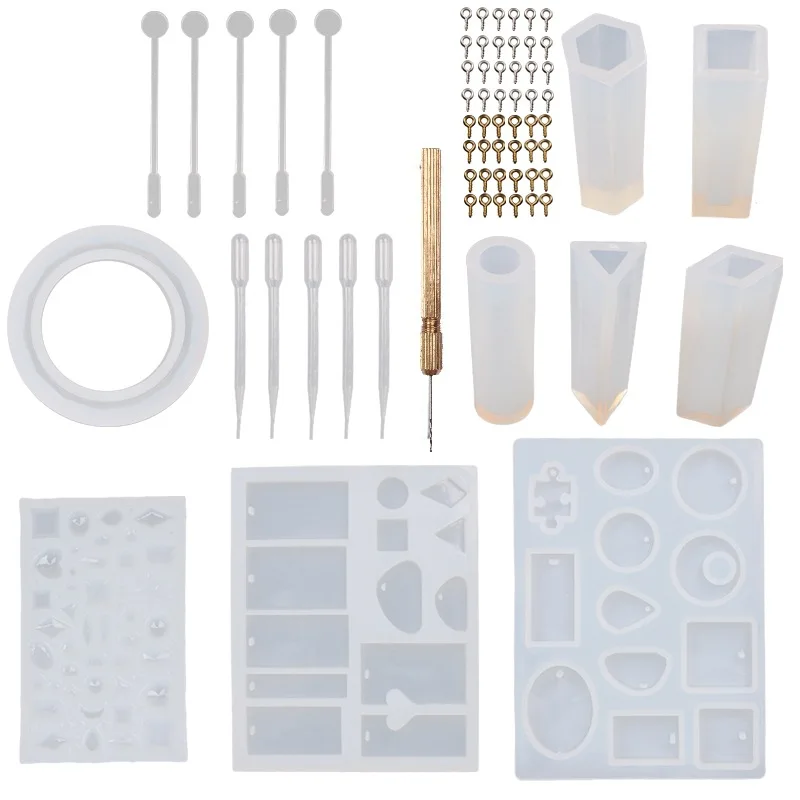 

62 PcsDIY Bracelet Pedant Epoxy Jewelry Casting Molds Silicone Resin Jewelry Casting Molds Set silicone jewelry molds
