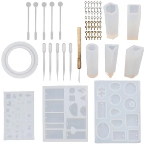 Image of 62 PcsDIY Bracelet Pedant Epoxy Jewelry Casting Molds Silicone Resin Jewelry Casting Molds Set silicone jewelry molds