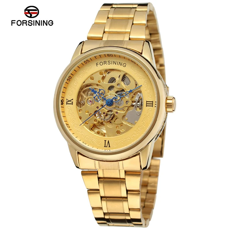 

Forsining Series Blue Special Hands Golden Die-Casting Case Watch Men Top Brand Luxury Automatic Mechanical Watch Clock Men, N/a