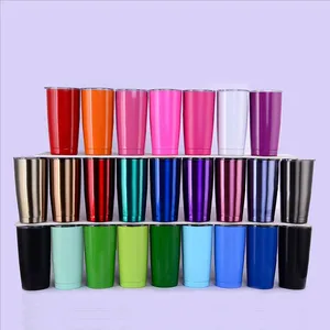 Image of 20oz Colored Car Tumbler Stainless Steel Travel Mug Double Wall Regular Tumbler with Lid