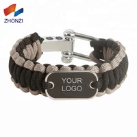 

Zinc Alloy Shackle Custom Logo 550 Paracord Bracelet With Metal emergency Survival Bracelet Kit For Outdoor Hunting