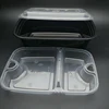 Upper and lower partition lunch box disposable plastic PP take-away package black rectangular lunch box