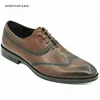 British Style Genuine Leather Dress Shoes brown Mens Brogues Oxfords Shoes Quality 2018 Wholesale