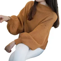 

New women's sweater tops loose bat shirt pullover lantern sleeve sweater