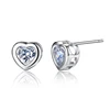 Wholesale Silver CZ Shiny Crystal Sweet Heart Shaped Stud Earring For Women And Girls EAC36