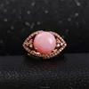 trendy 925 silver plated zircon natural pink opal gemstone ring for women