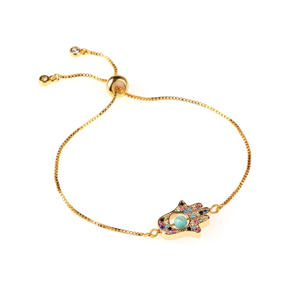 

2020 New Fashion Jewelry Hot Sale Handmade Copper Micro Pave CZ Cubic Zirconia Hand Bracelet For Girls