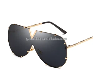 2018 6664 Europe fashion one piece lens sunglasses new style women's metal sunglasses big frame color siamese sunglasses