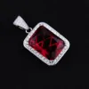 hip hop jewelry cz micro paved diamond raw ruby pendant
