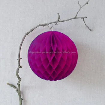 8 10 12 14 16 Tissue Paper Hanging Decorations Plum Honeycomb