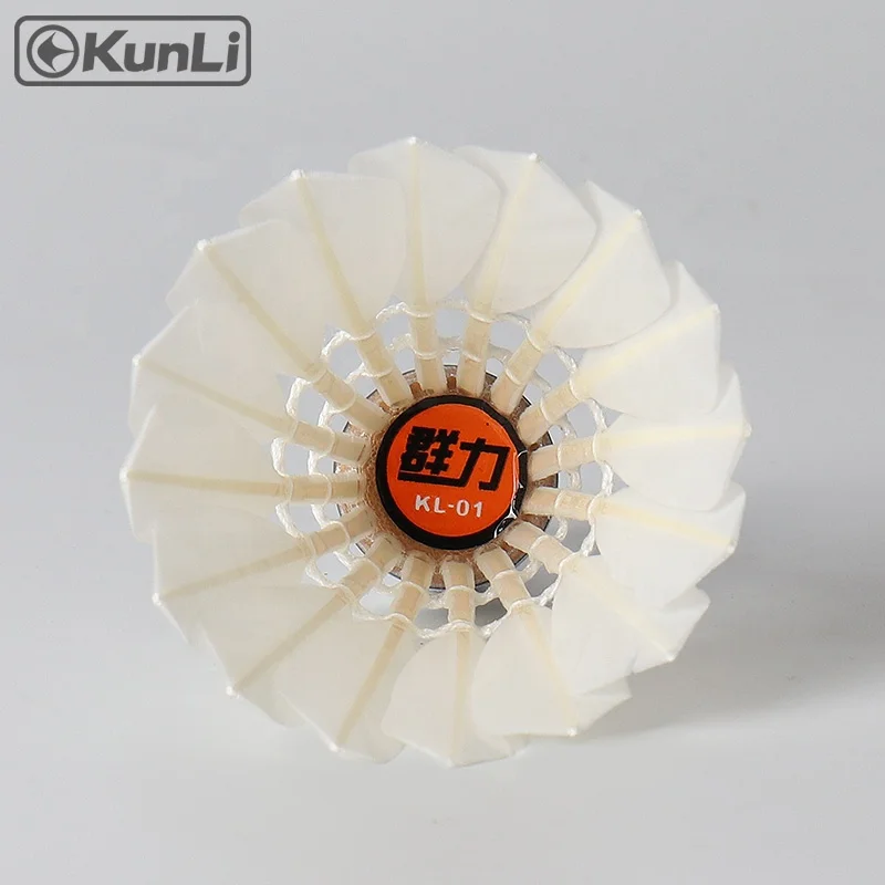 

Kunli KL-01 badminton Shuttlecock/Best Durability/best flying/Top Water duck feather shuttlecock for International Tournament, White