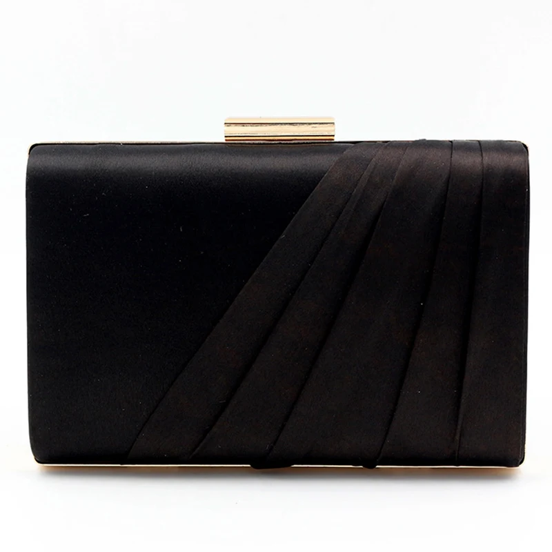 

Ladies Wine Red Hot Pink Wrinkle Fabric Metal Frame Box Case Clutches Wedding Bridal Party Messenger Clutch Bag Evening Bags, Black,red,pink