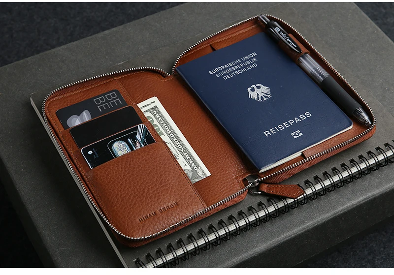 Customized Personalized Travel Zipper Leather Passport Case With Rfid ...