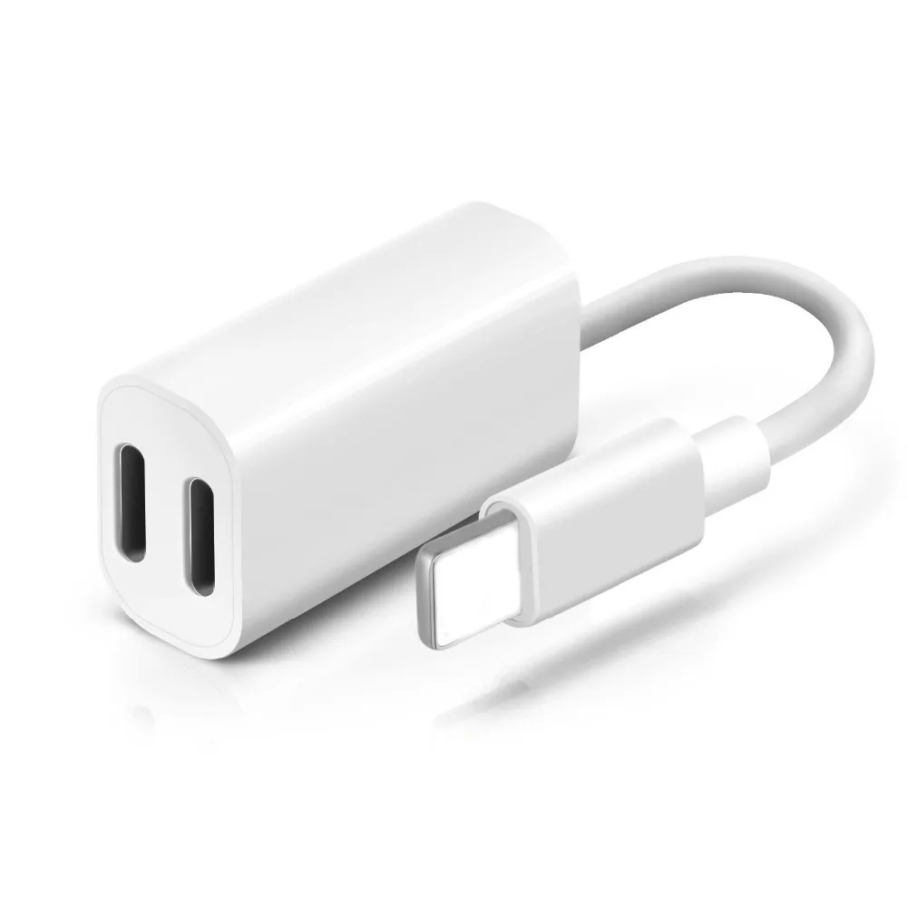 

2019 2 in 1 DC 3.5mm Earphone Audio Charging Splitter headphone adapter Compatible to Phone x/8/8 Plus/7/7 Plus, Black / white / customized