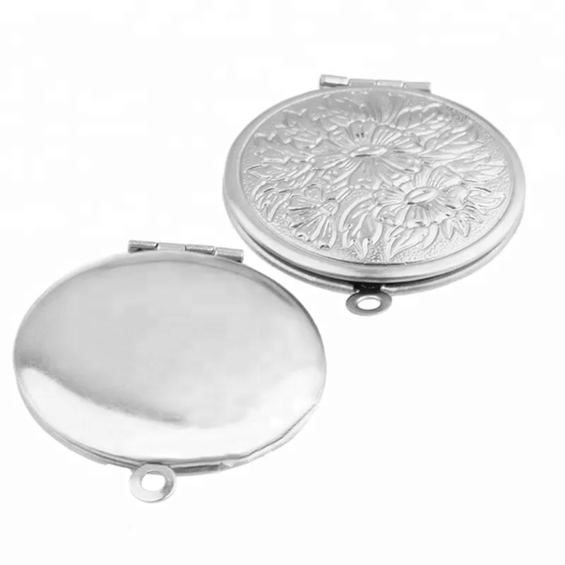 

Stainless Steel Round Flower Charm Necklace Vintage Opening DIY Photo Locket Box Pendant Necklace Fashion Jewelry, N/a