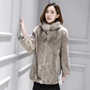 Polyester fiber lining FOX fur bread brought real genuine mink fur coat women winter